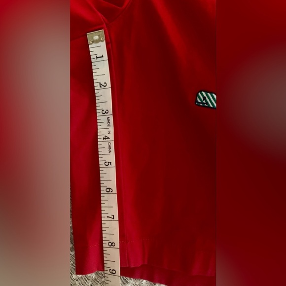 Vineyard Vines Red Flat Front Shorts with Whale Embroidery SZ 32 - Picture 8 of 10